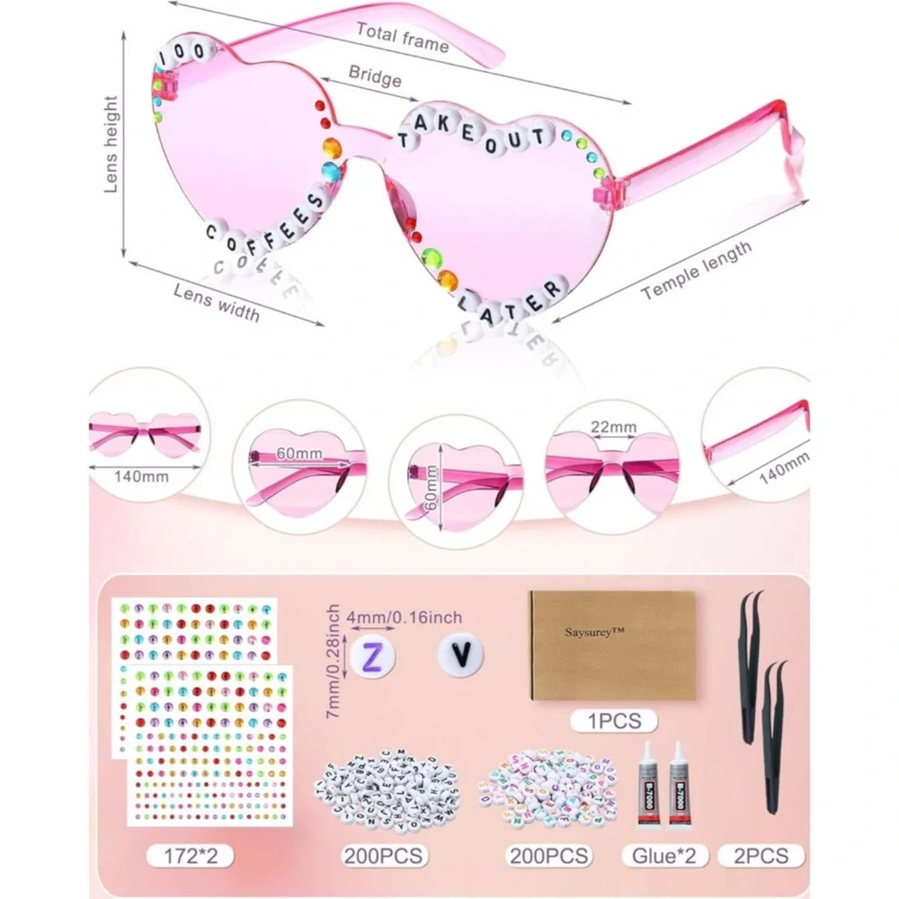 NWT‎ 20Pc DIY Friendship Heart-Shaped Sunglasses Kit